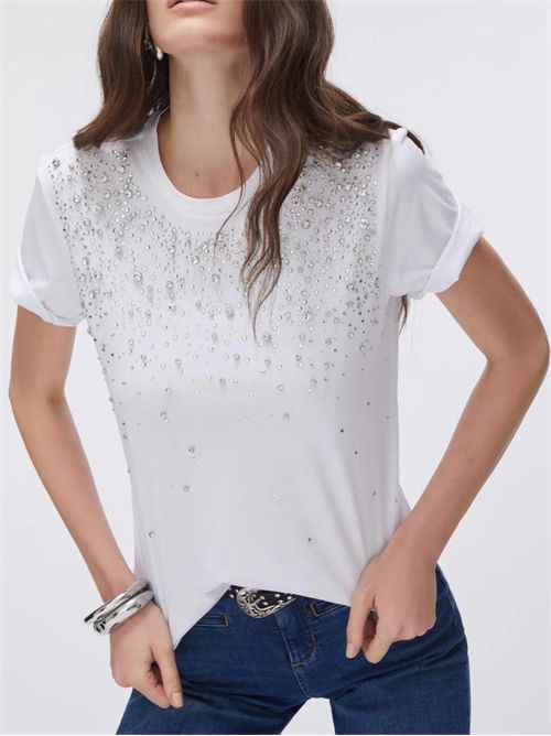 T-shirt con castoni gioiello LIU JO | CA6193J3868/11111